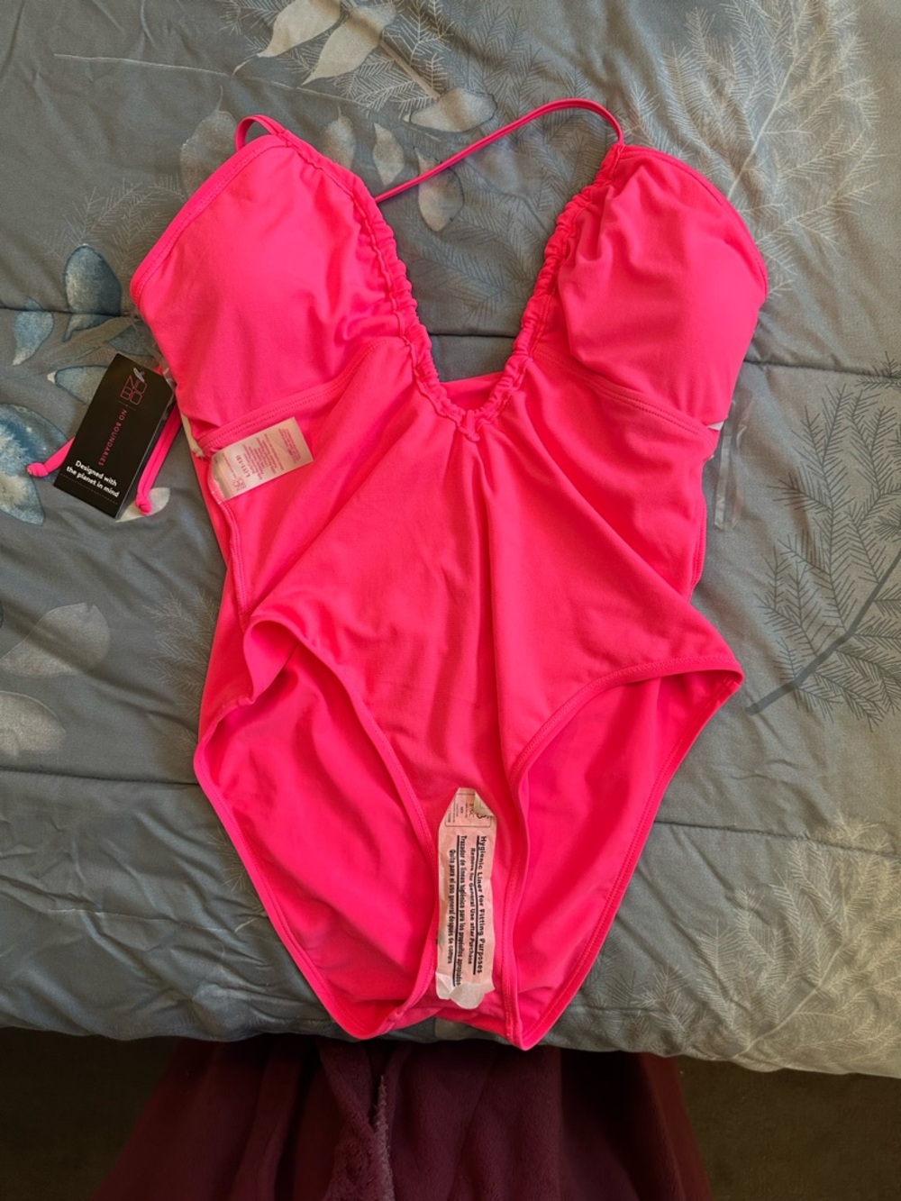 NWTS No Boundaries Juniors Bright Hot Pink One-Piece Swimsuit Sz L 11/13 - Picture 5 of 7